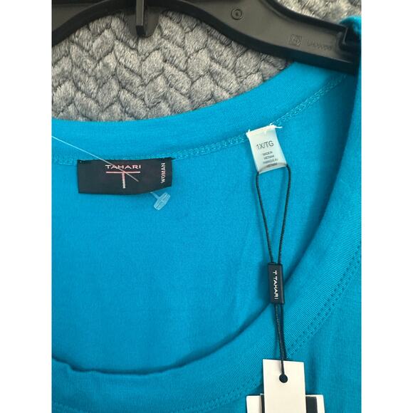 NWT Tahari Blue A-Line Flowy Dress 1X Coastal Beachy Mature - Picture 7 of 7